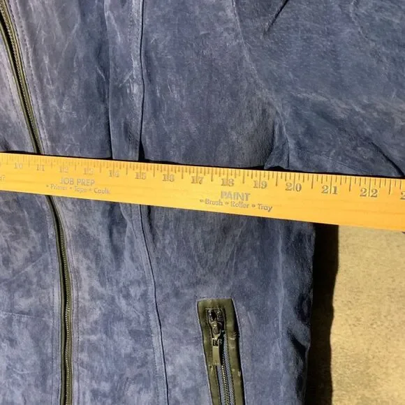 Dennis Basso leather suede blue bomber jacket - Picture 5 of 12